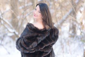 Outdoor boudoir in fur coat